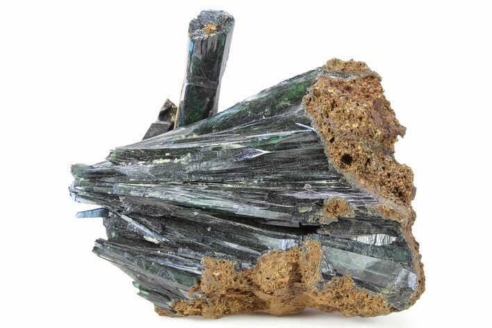Gemmy, Emerald-Green Vivianite Crystal Cluster - Brazil #267379